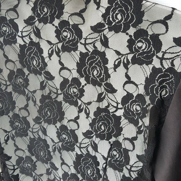 Cachè Black Lace Long Sleeve Button Down Shirt 10 - Picture 6 of 8